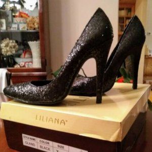 LILIANA Black Glitter Pumps Women's 7 NEW IN BOX